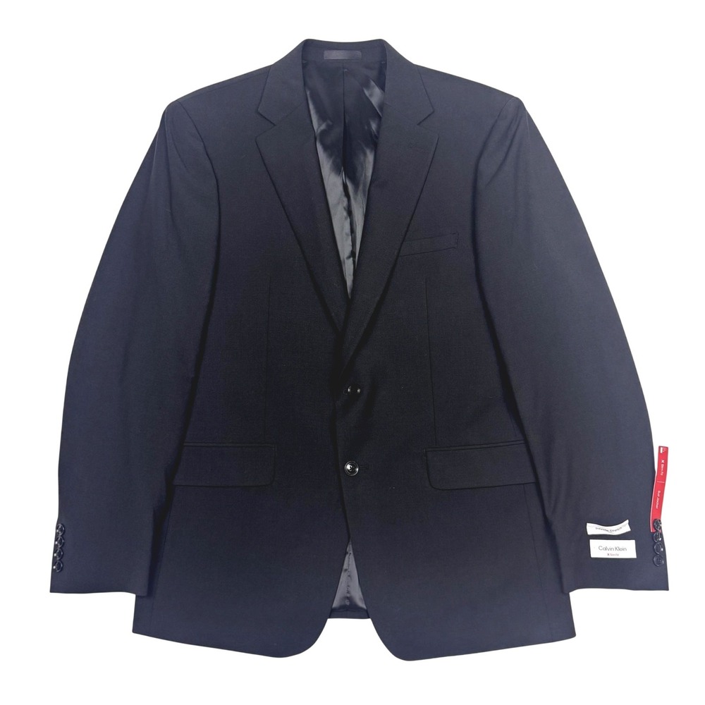 $460 Calvin Klein Malbin Suit Jacket Mens 42 R Black Extra Slim Fit Wool Stretch